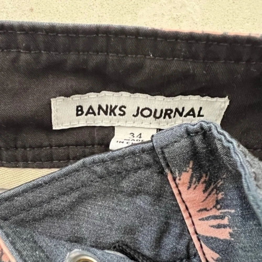 Banks Journal Gray Peachy Paint Splatter Swim Trunks 34
